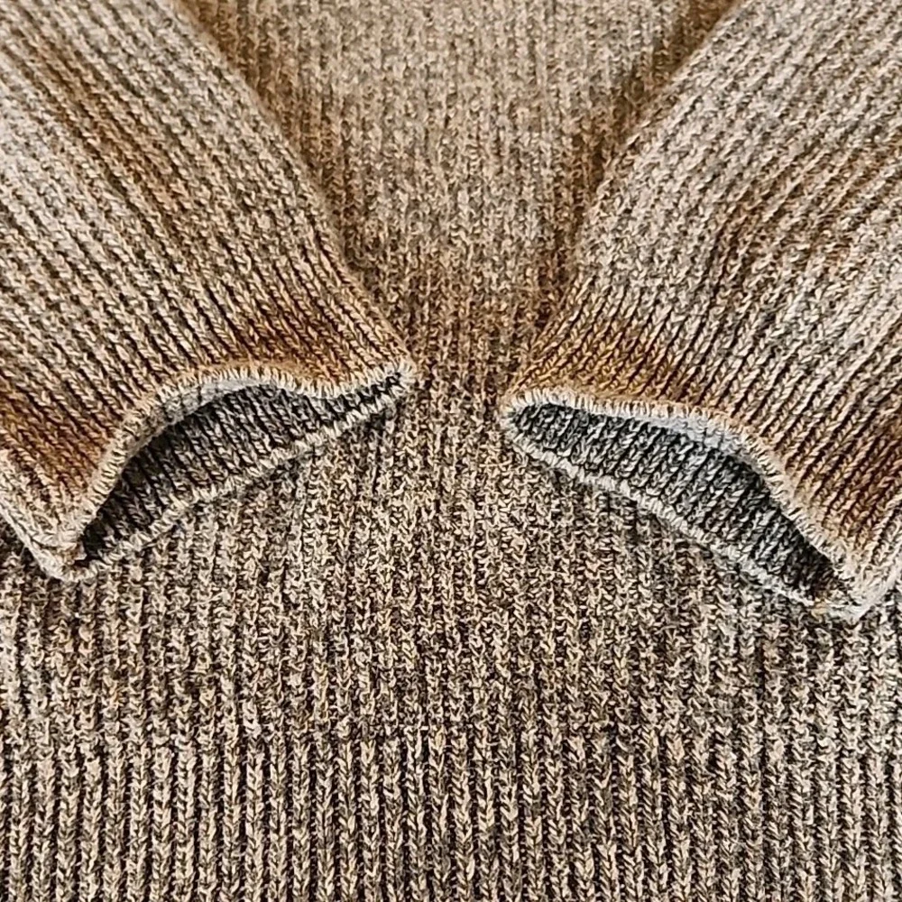 Vintage LL Bean Mens Sweater M Gray Tan Chunky Ribbed Knit Slouchy Indie‎ Preppy